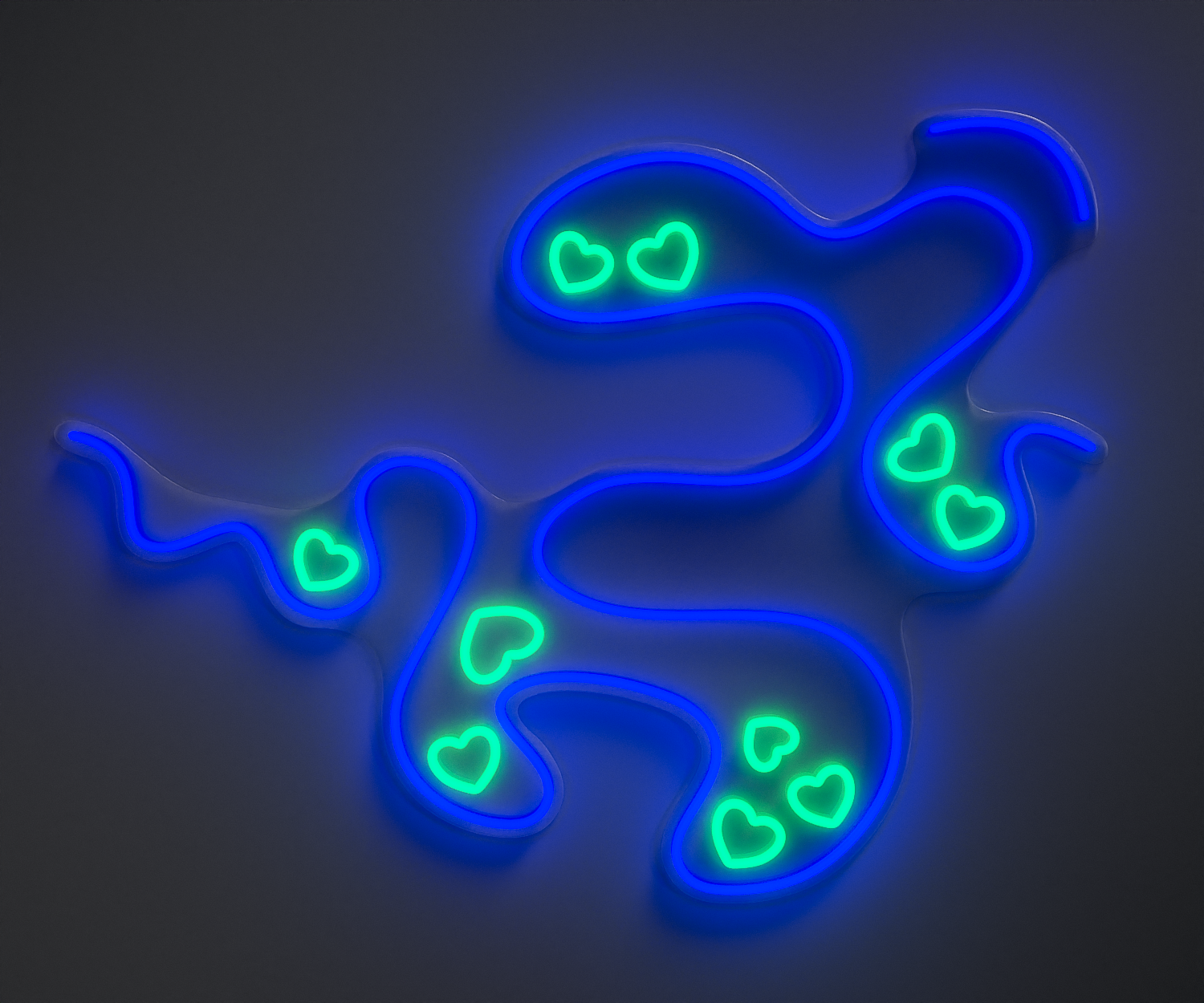 Blue and green neon wall art