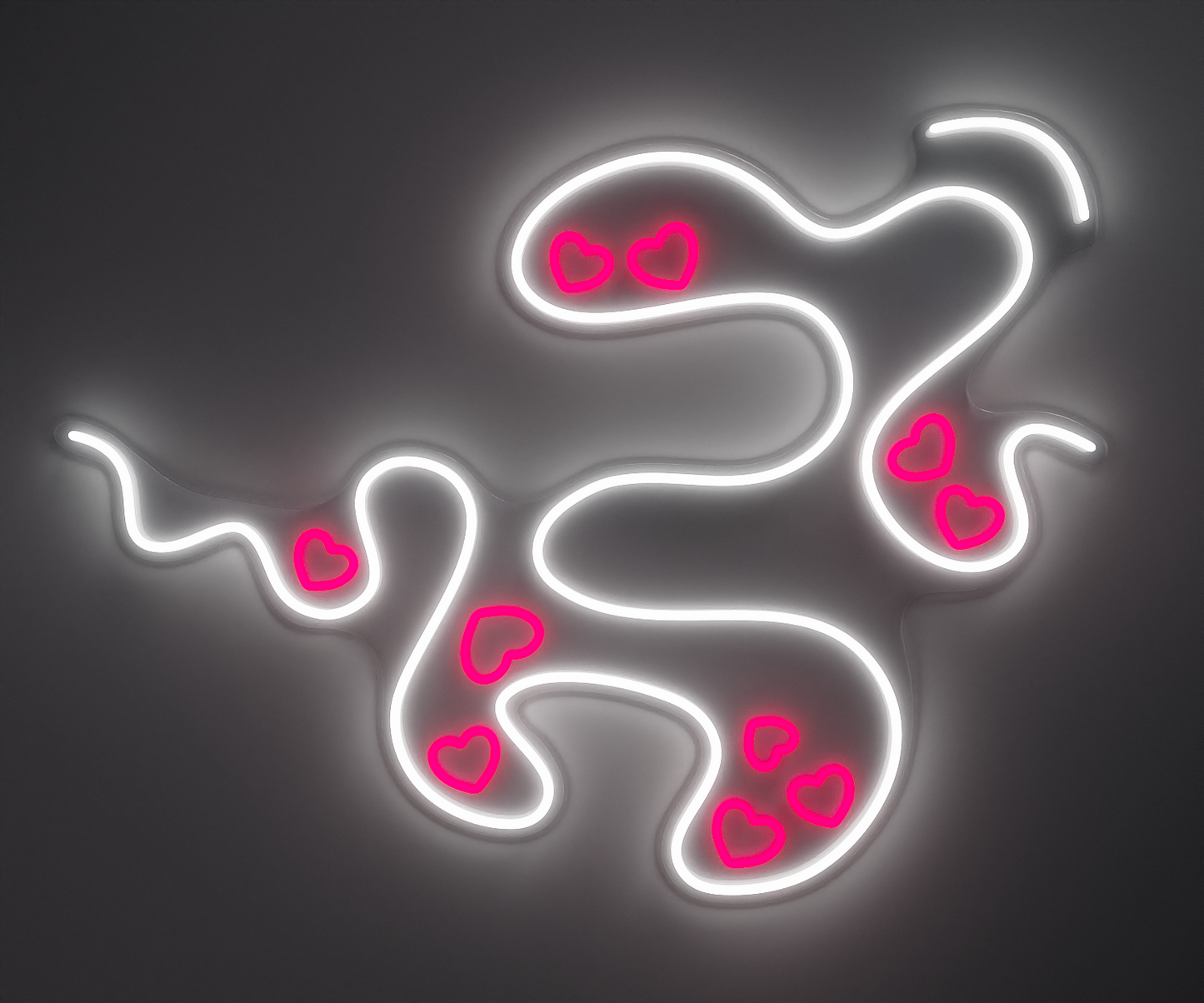 white and pink neon wall art