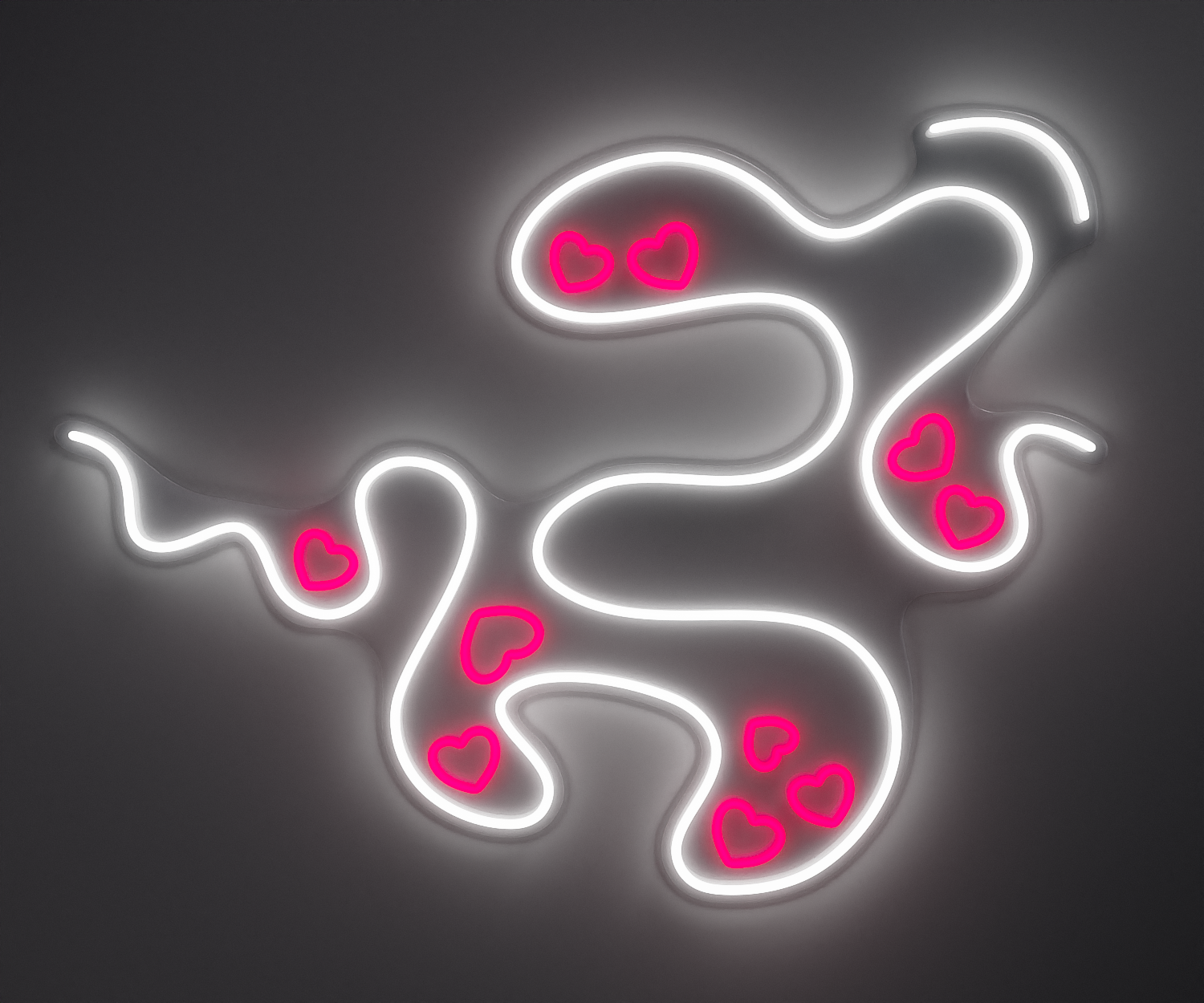 white and pink neon wall art