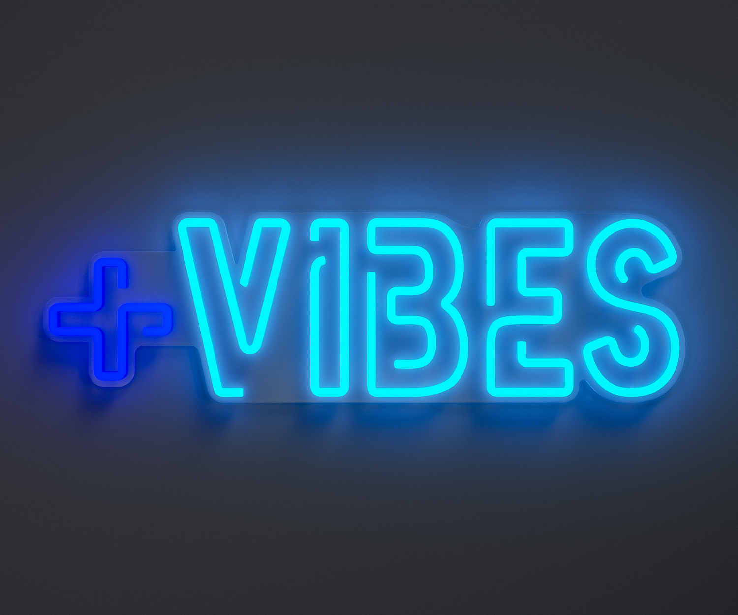 blue and cyan positive vibes neon sign