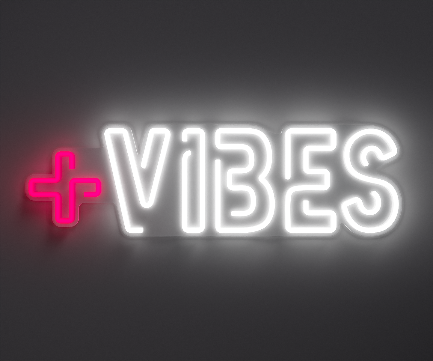 pink and white positive vibes neon sign