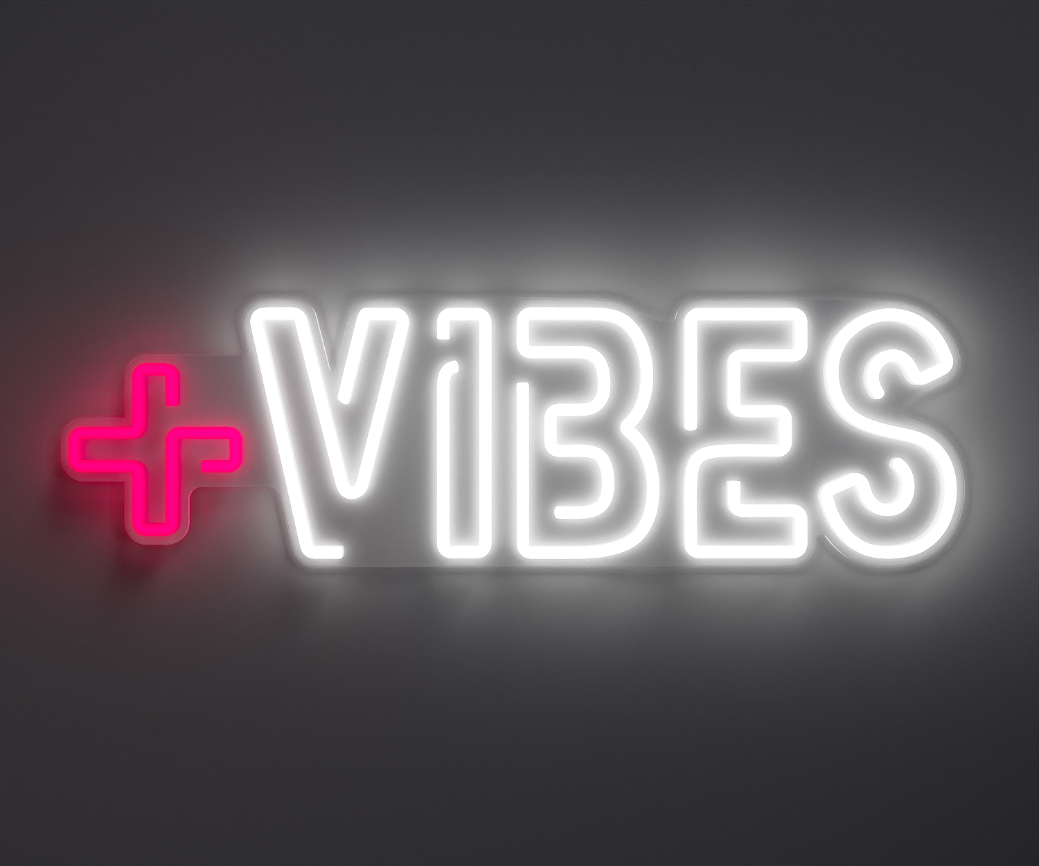 pink and white positive vibes neon sign