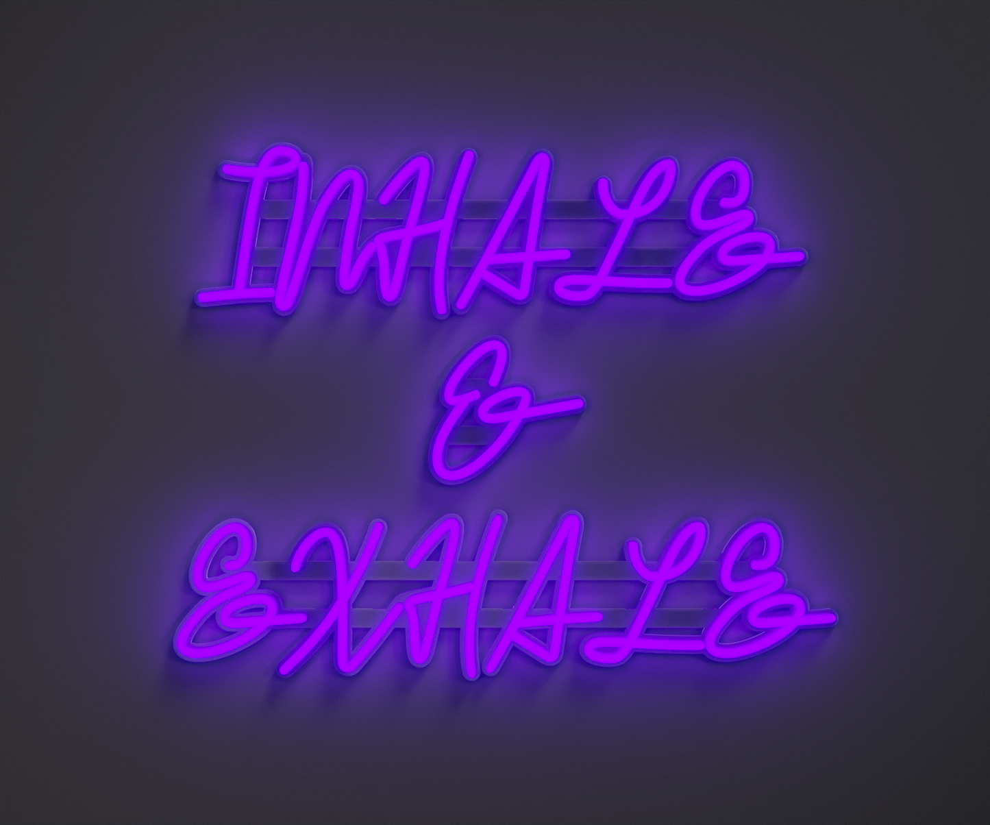 purple neon sign that says inhale and exhale