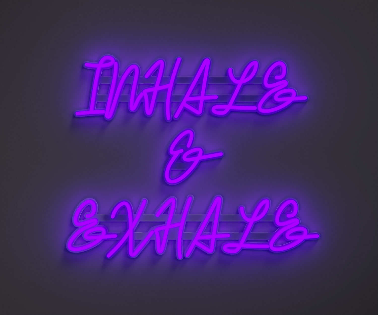 purple neon sign that says inhale and exhale