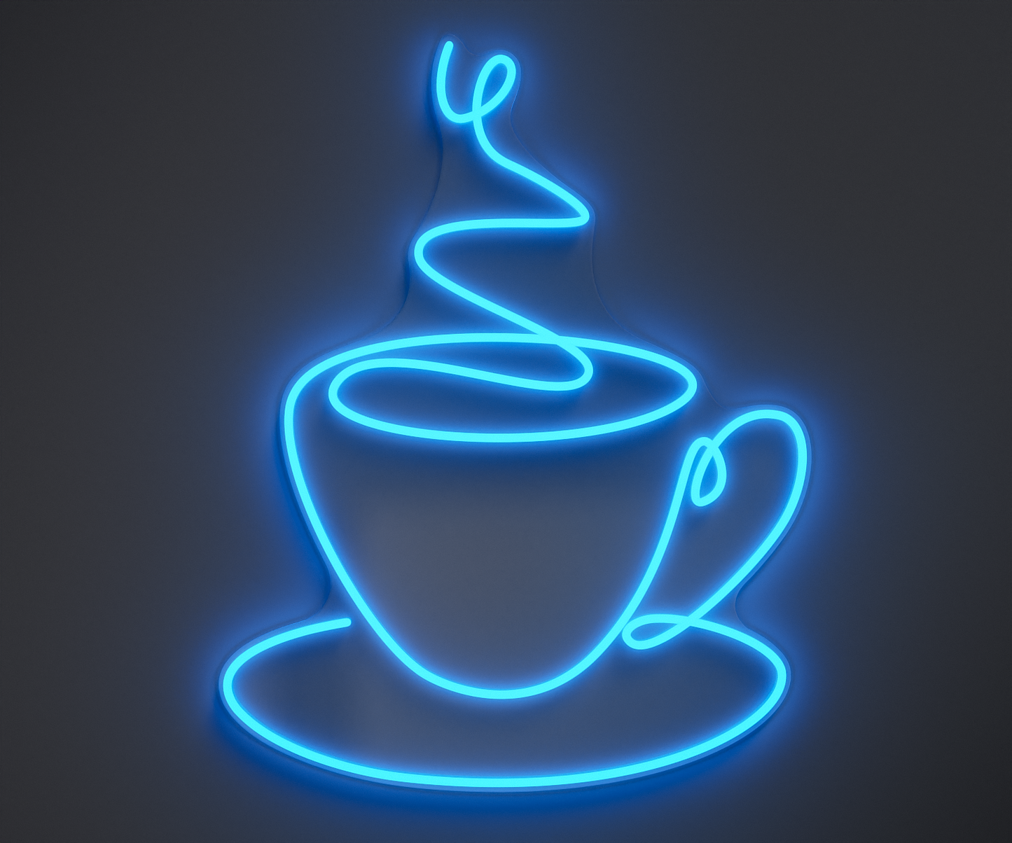 light blue coffee neon sign