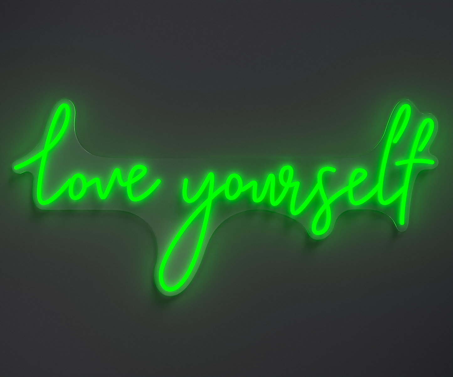 green neon sign that says love yourself