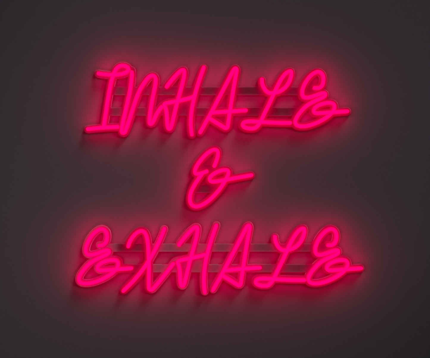 pink neon sign that says inhale and exhale