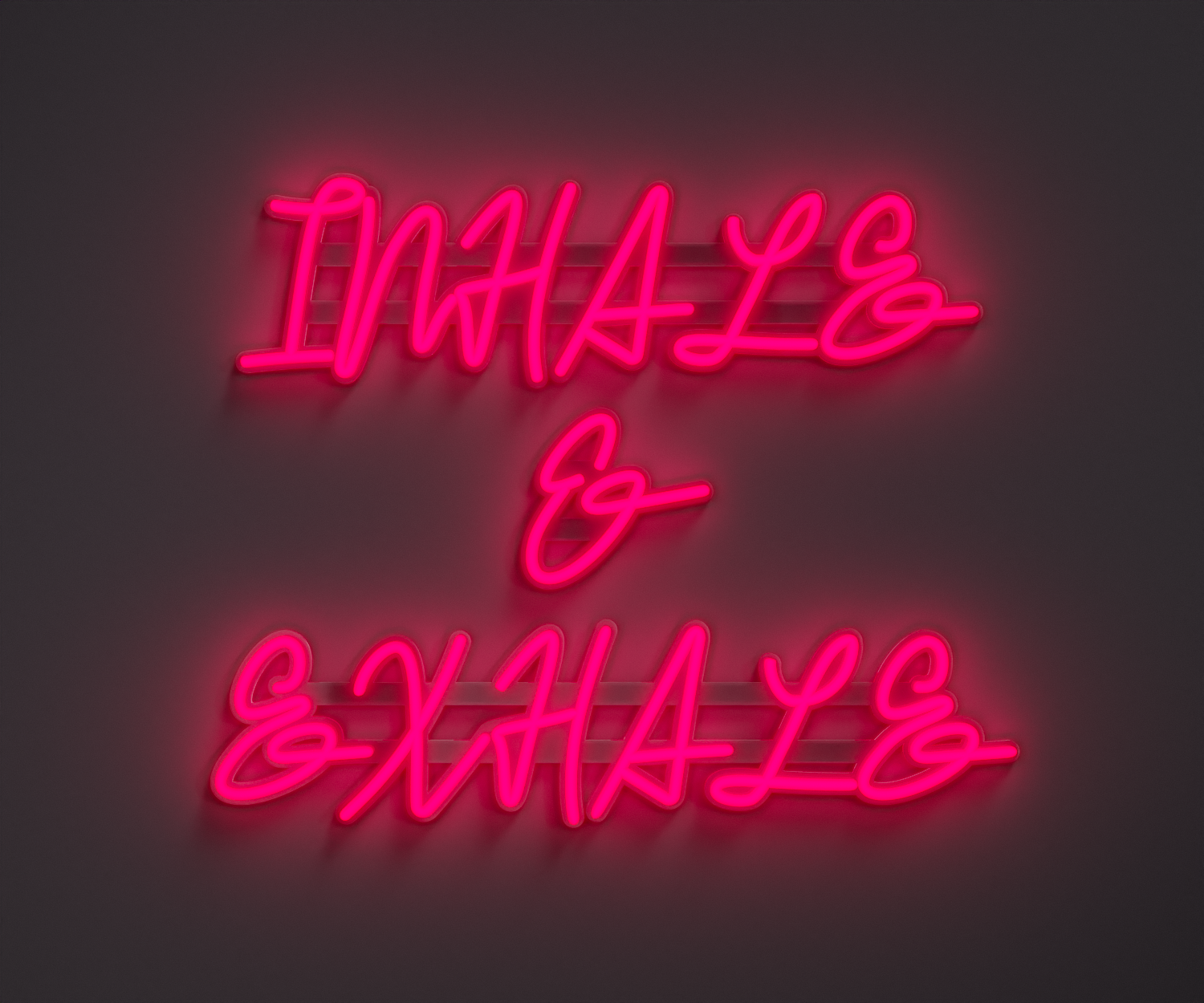 pink neon sign that says inhale and exhale