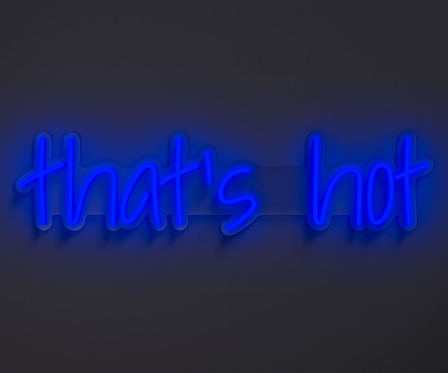 a blue neon sign that says that's hot
