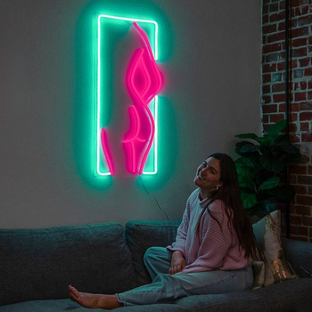 A green and pink neon sign