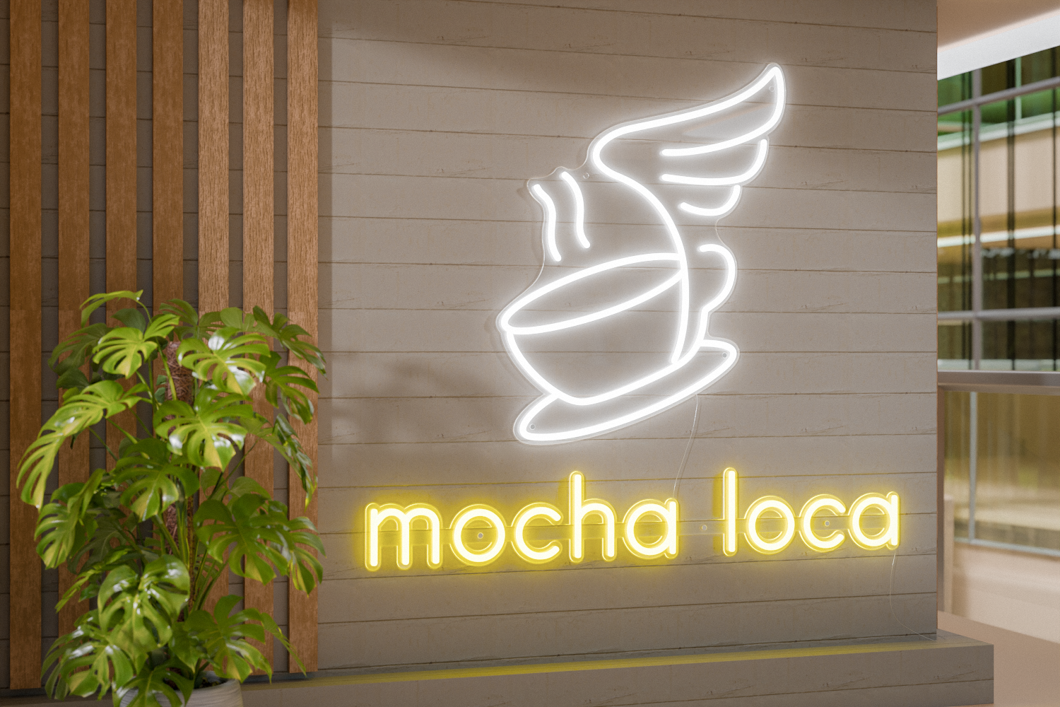 a neon sign logo of a cafe