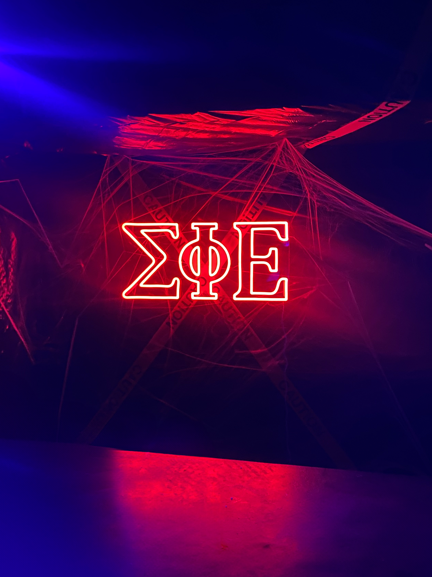 A red LED neon sign
