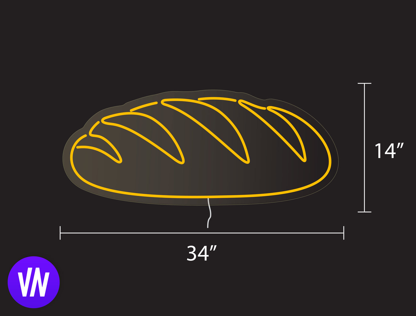 A mockup design of a 'bread' custom led neon sign