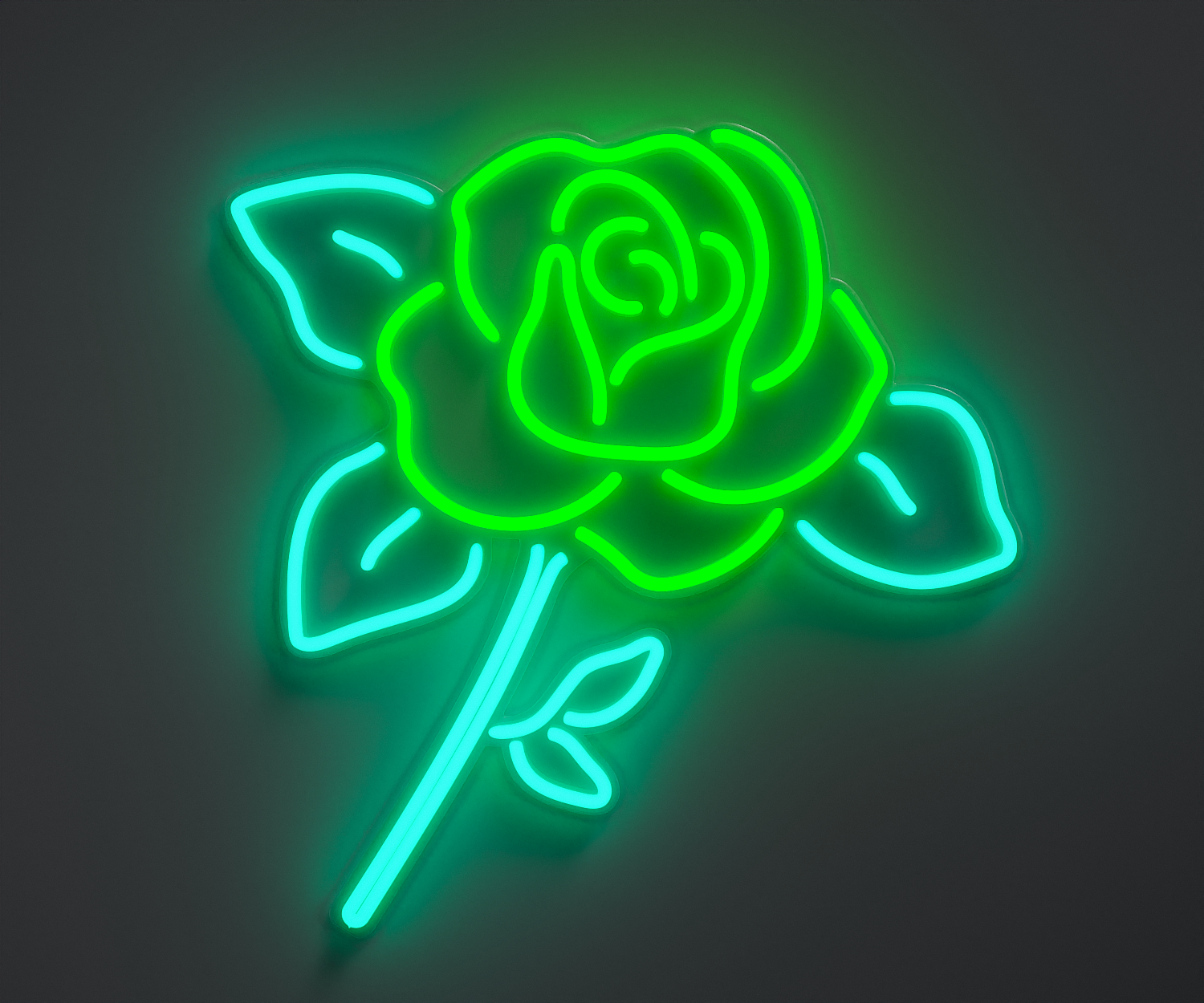 green and turquoise rose neon sign