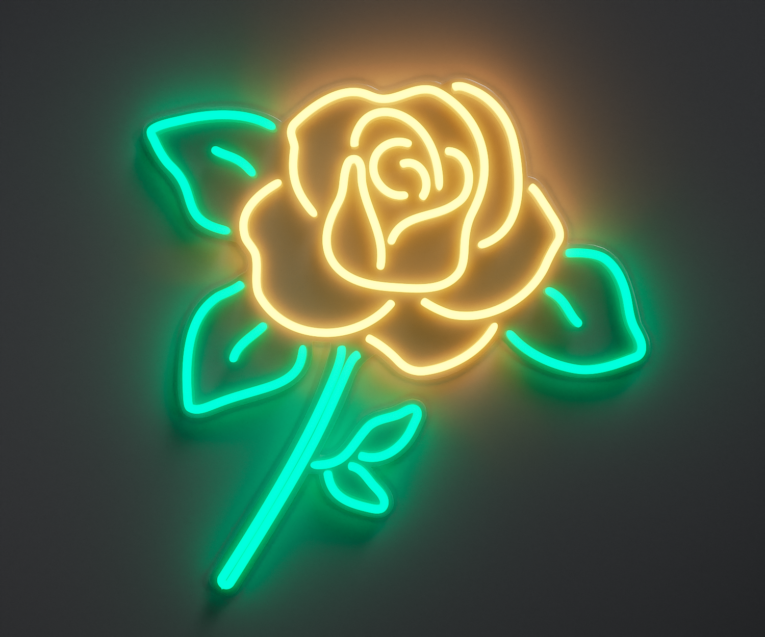 warm white and turquoise rose neon sign