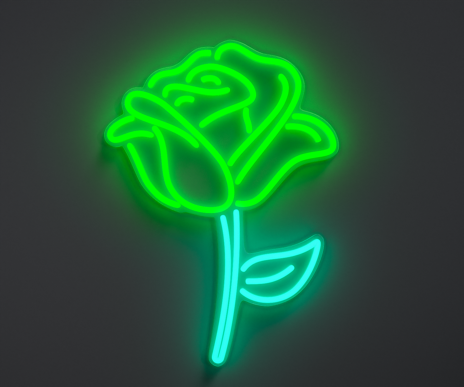 green and turquoise rose neon sign
