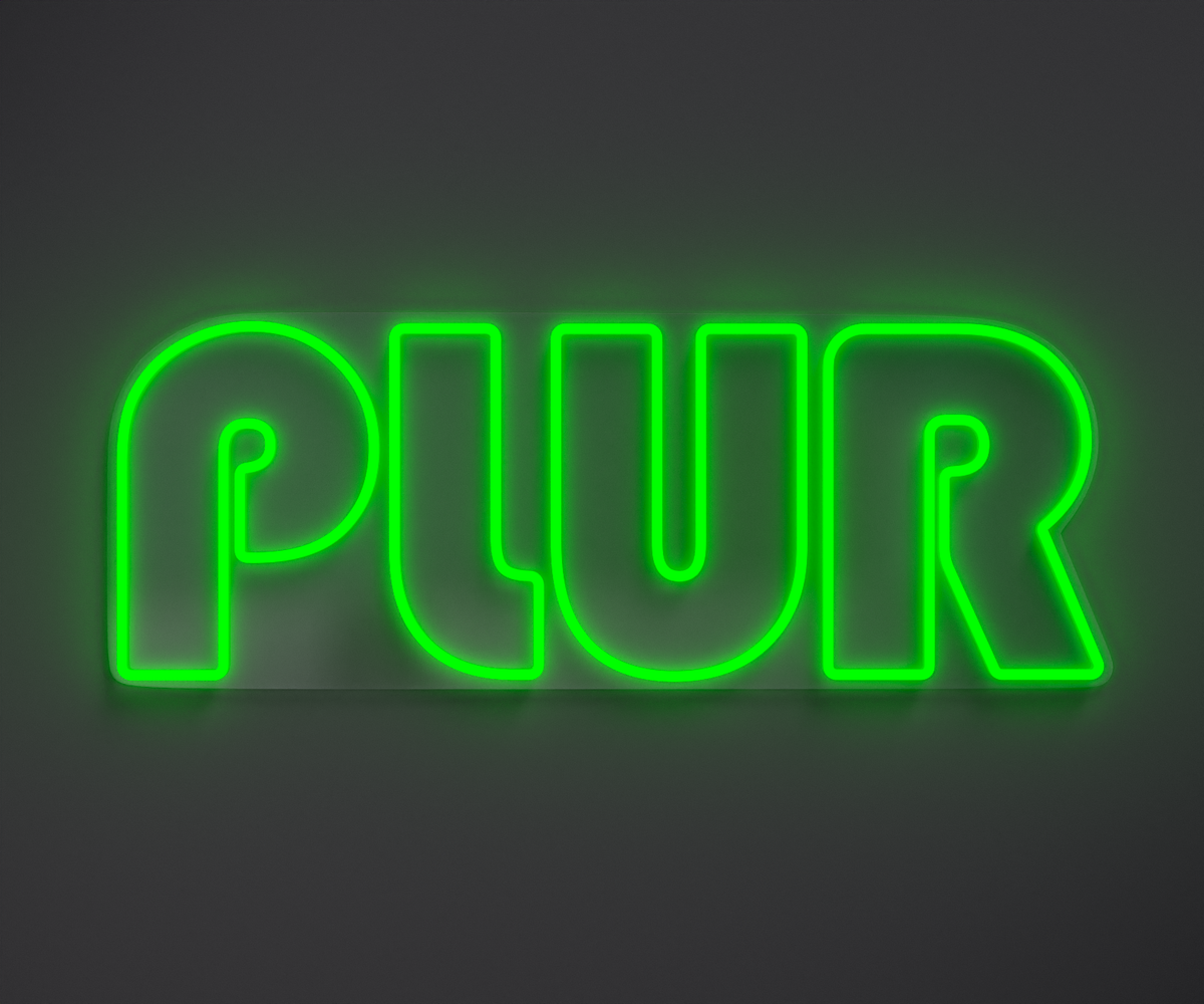 green PLUR neon sign