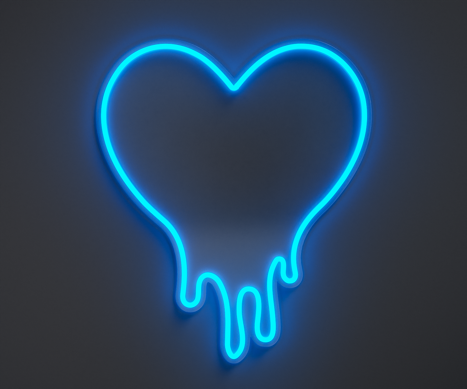 light blue melting heart neon sign