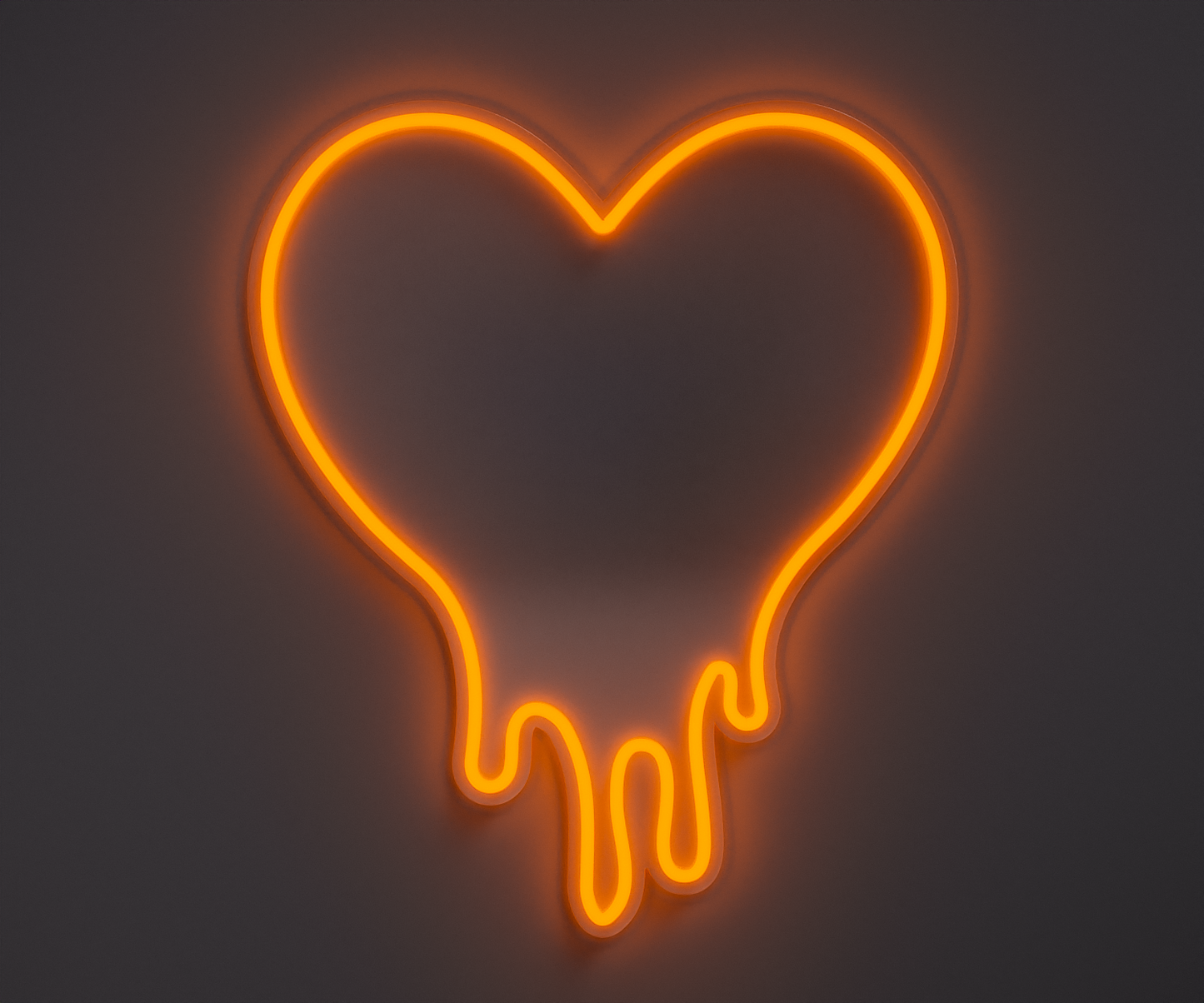 orange melting heart neon sign