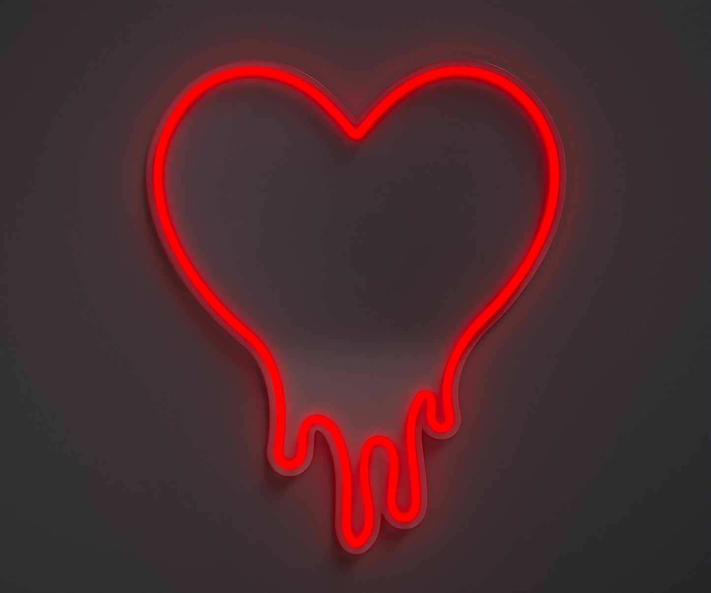red melting heart neon sign