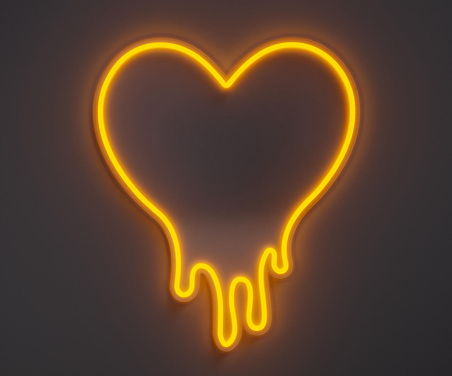 yellow melting heart neon sign