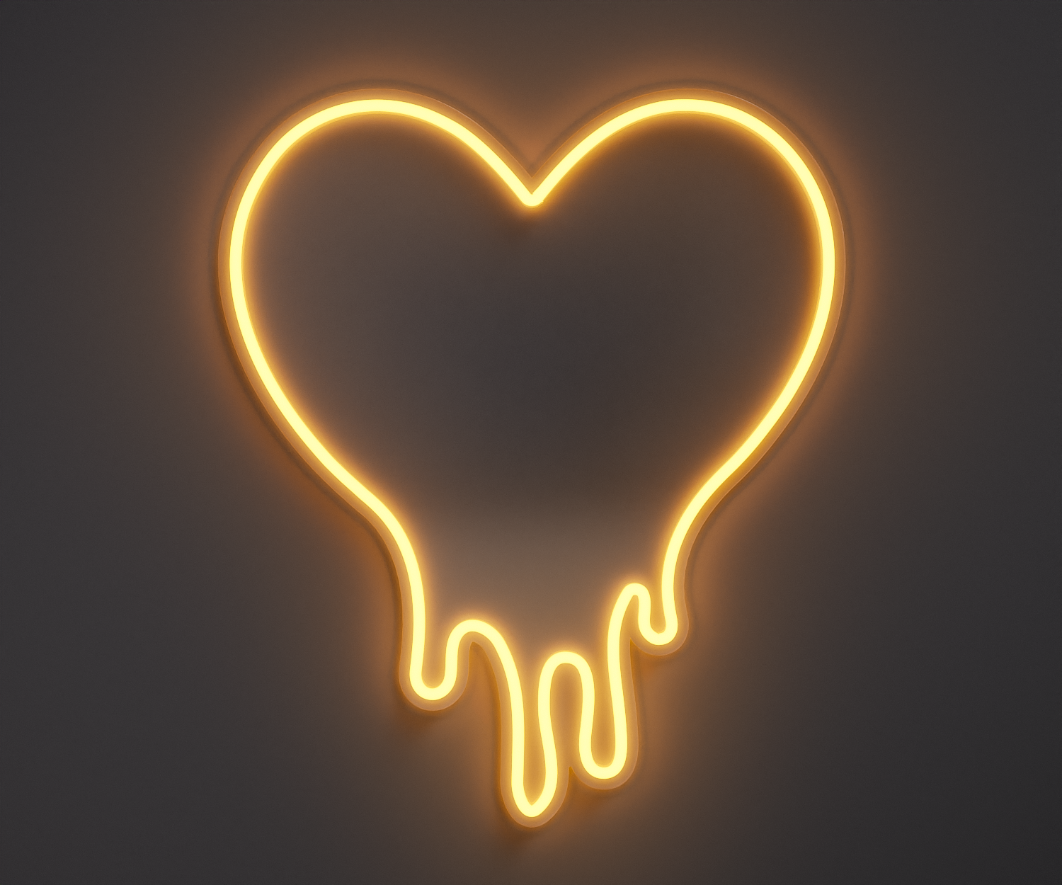 warm white melting heart neon sign