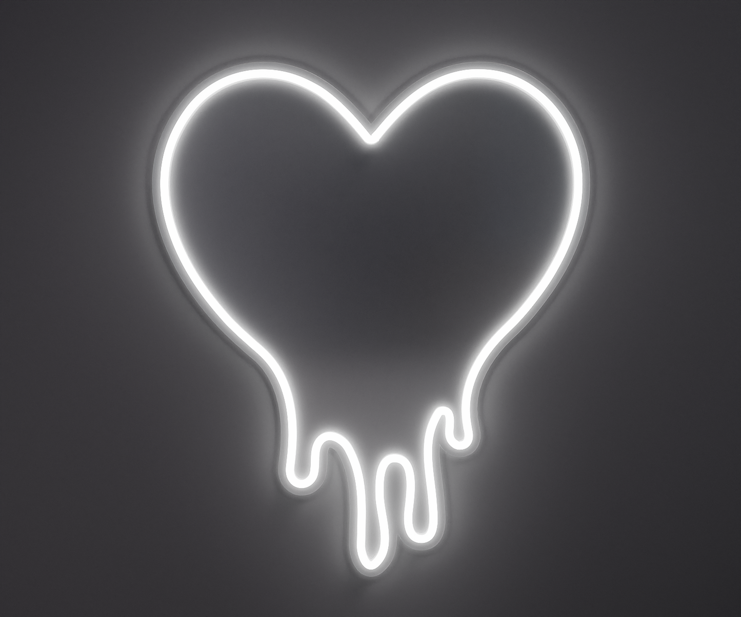 white melting heart neon sign