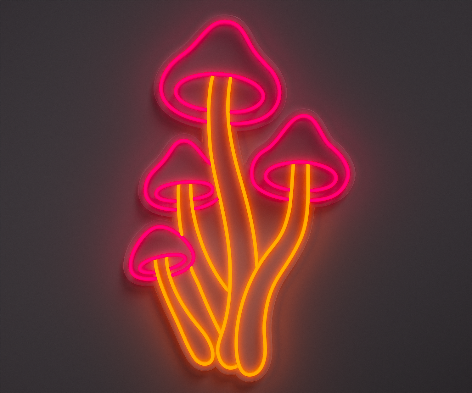pink and orange magic mushroom neon sign