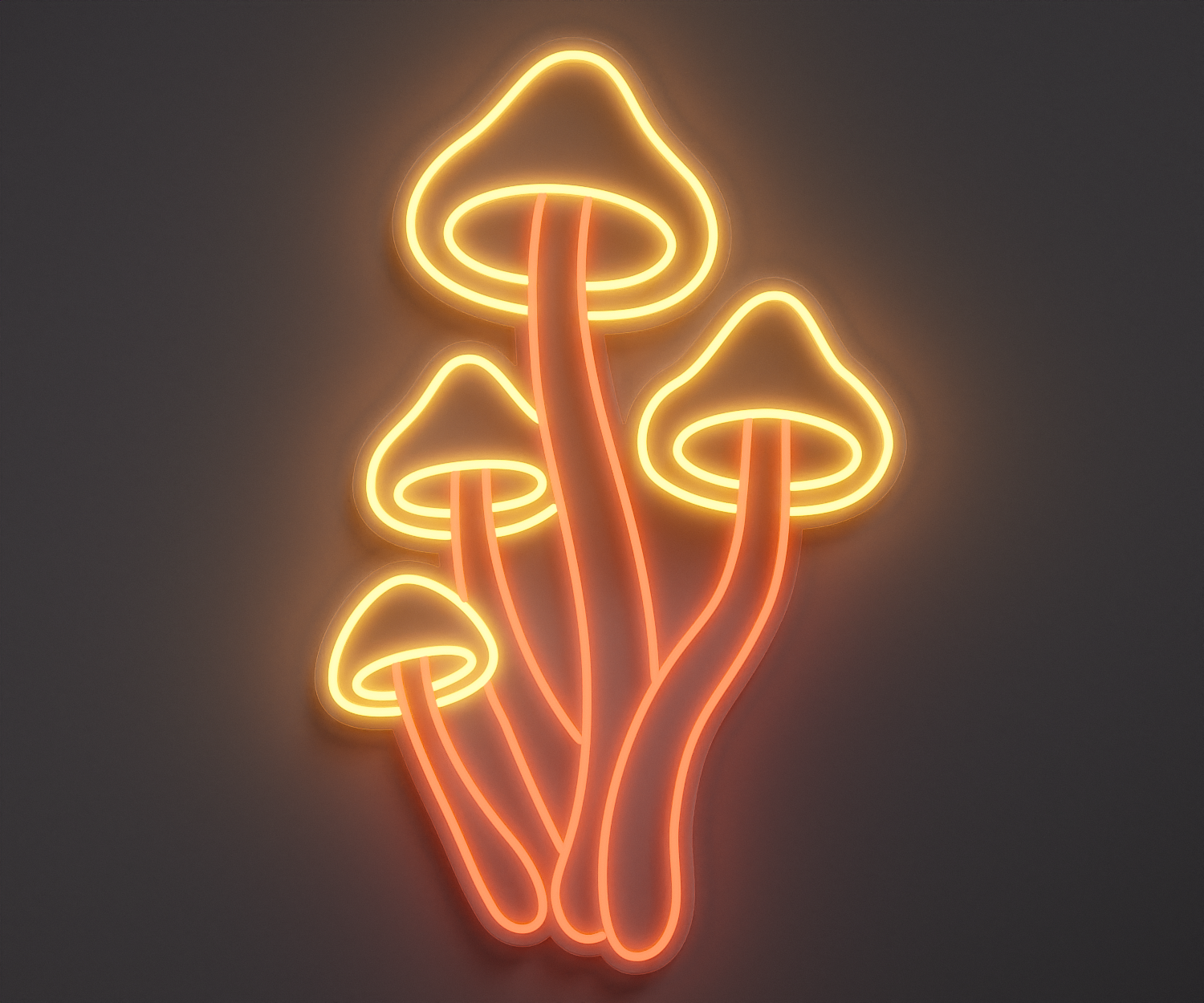 warm white and peach magic mushroom neon sign
