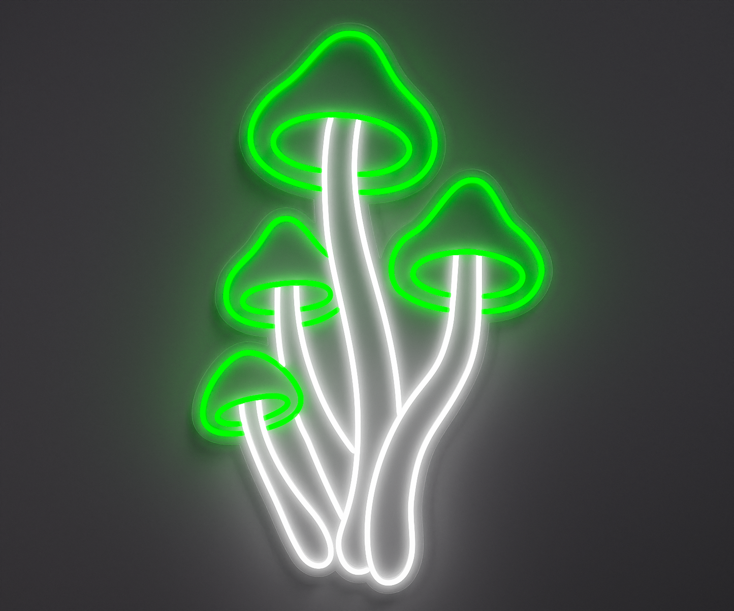 green and white magic mushroom neon sign