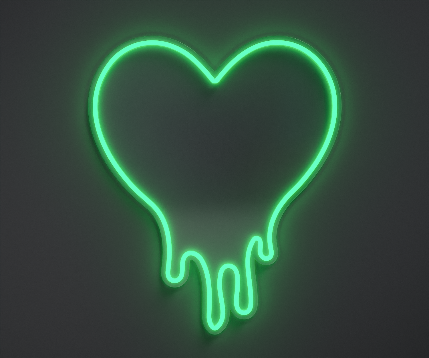 aquamarine melting heart neon sign