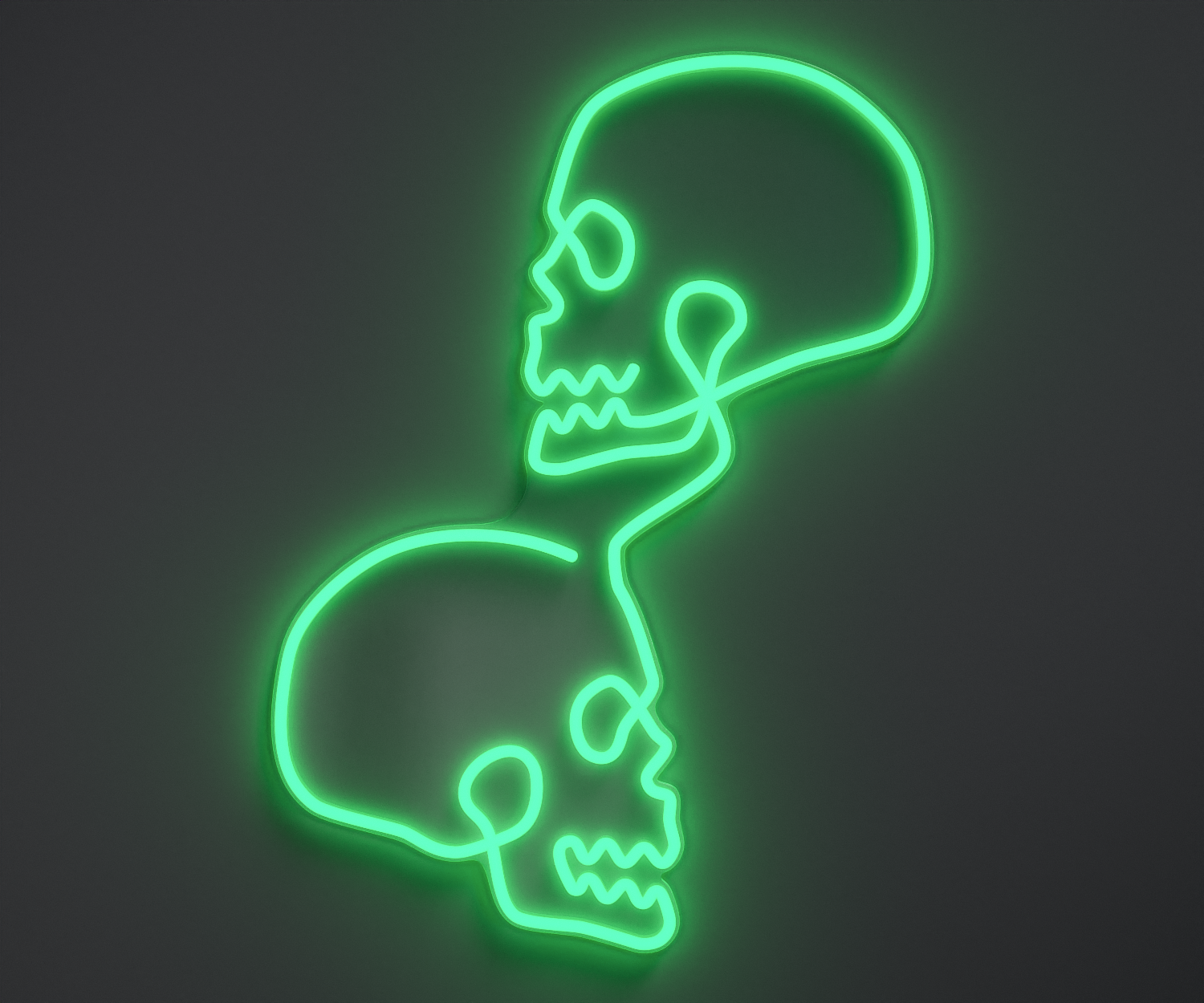 an aquamarine skull neon sign