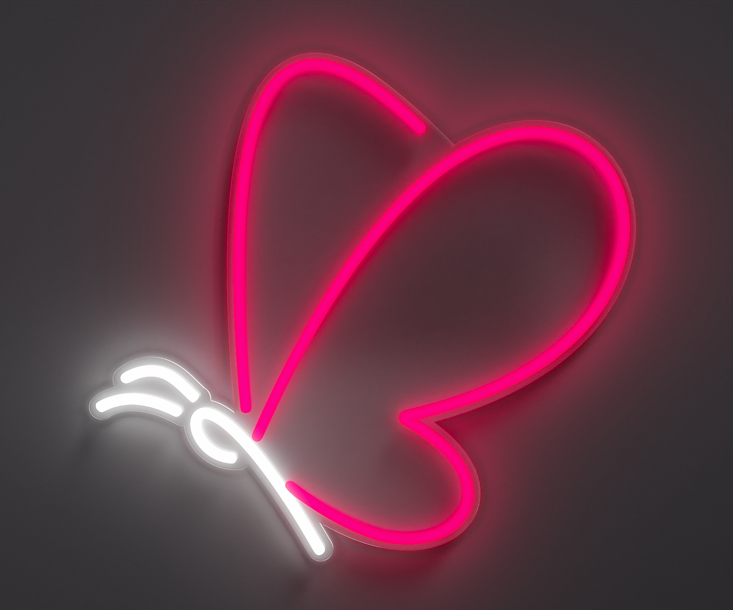 White and pink butterfly neon sign