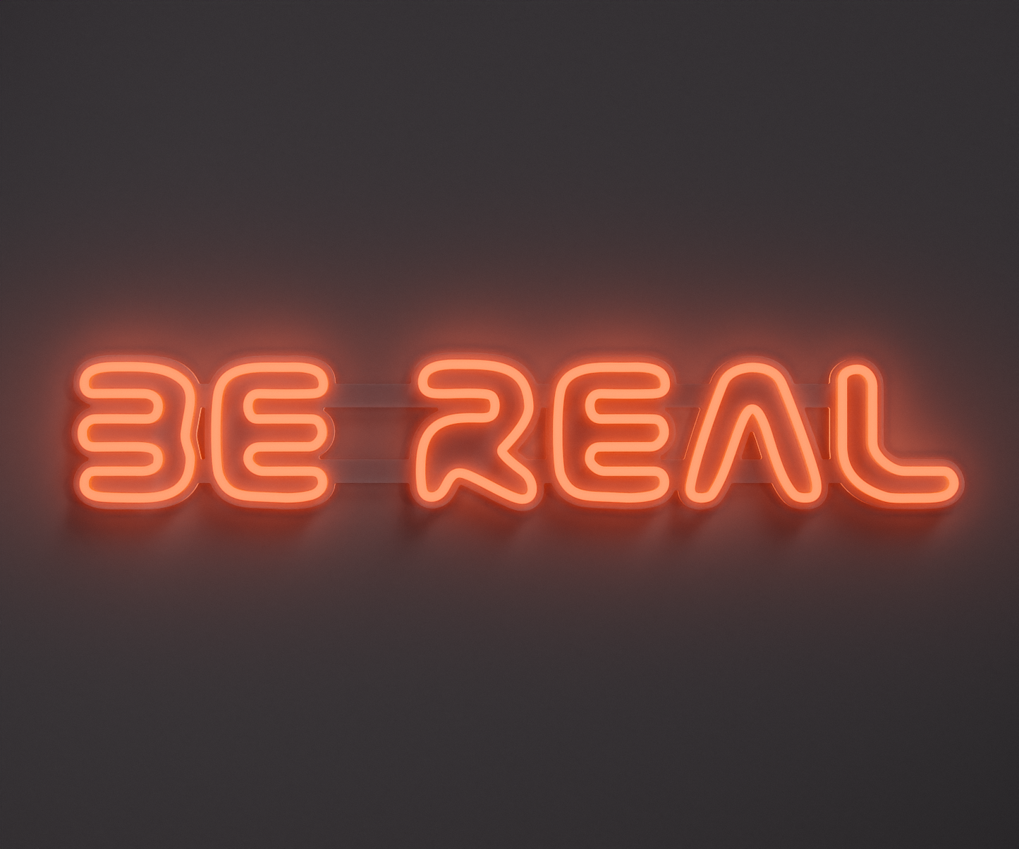 Light Orange neon sign that says be real