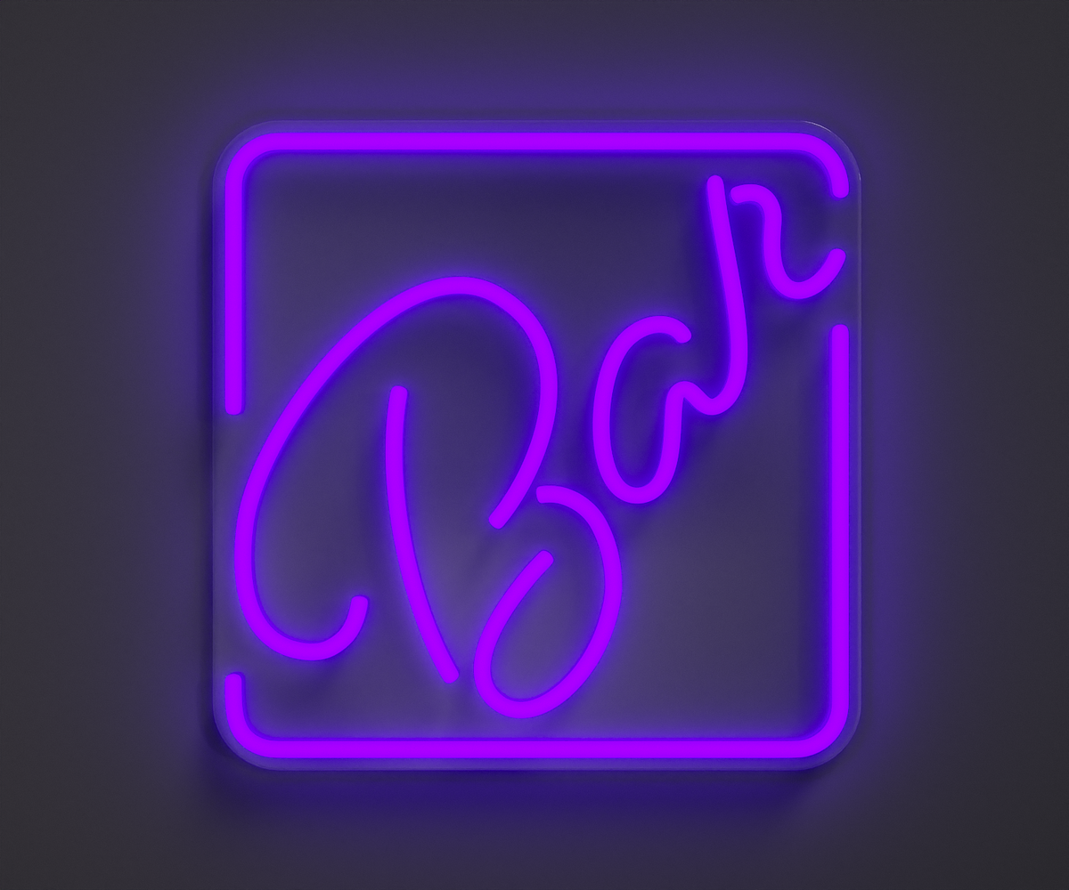illustration of a purple neon bar sign