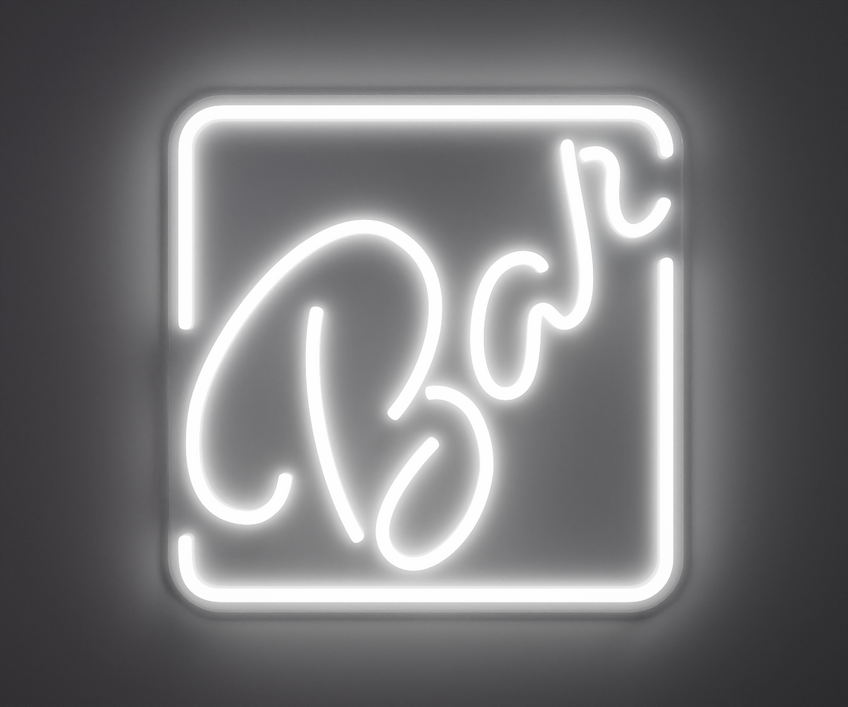 illustration of a white neon bar sign