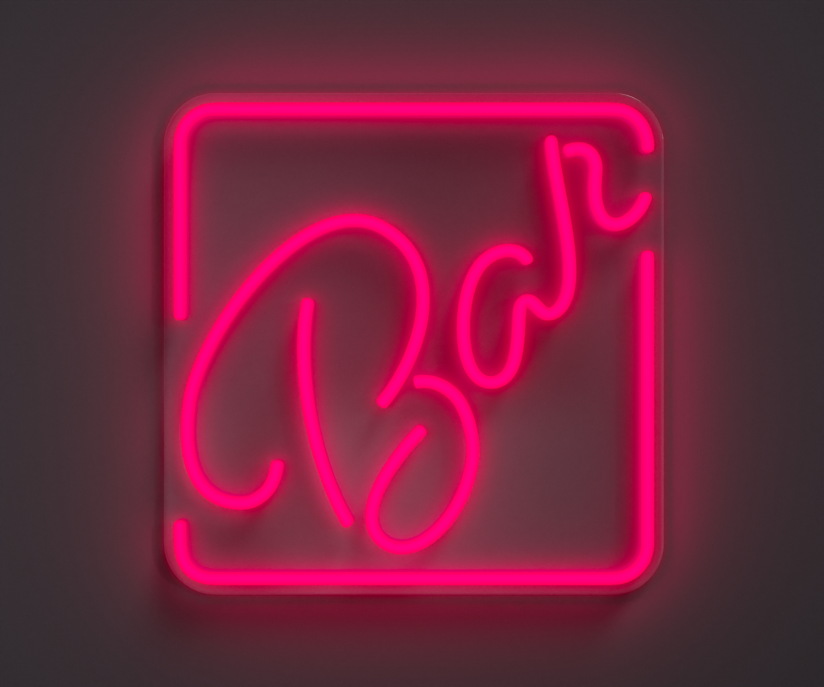 illustration of a pink neon bar sign
