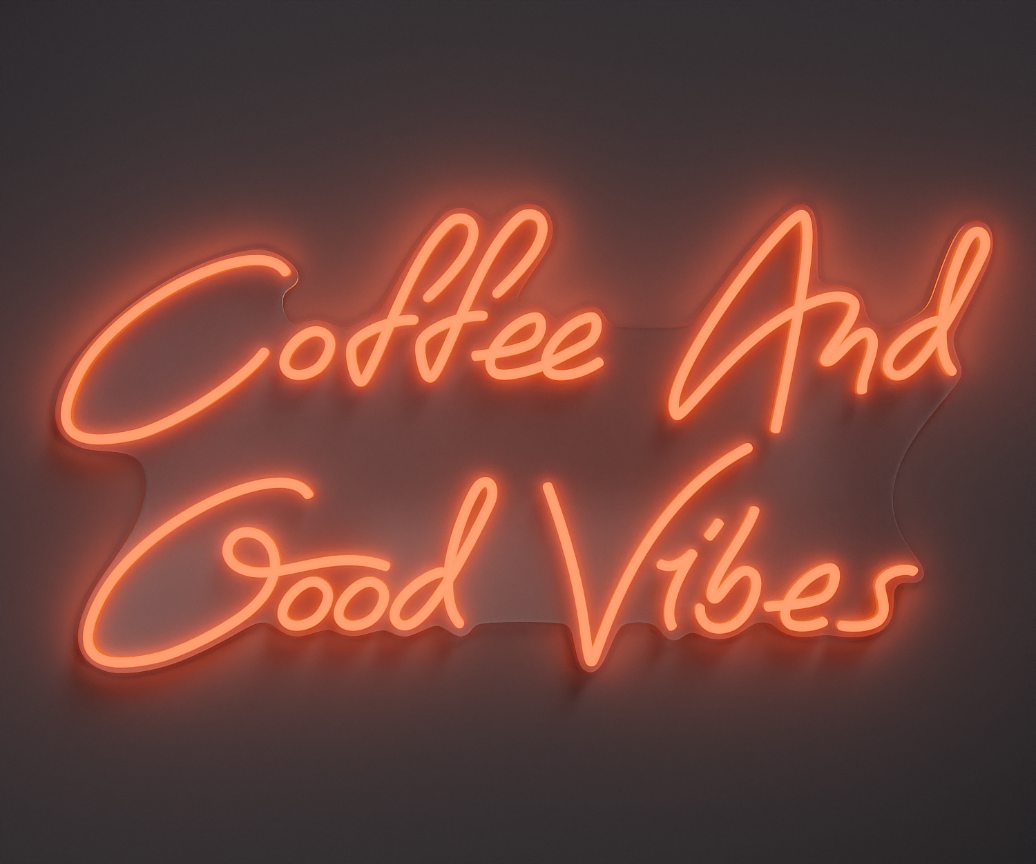 peach color neon sign that says coffee and good vibes