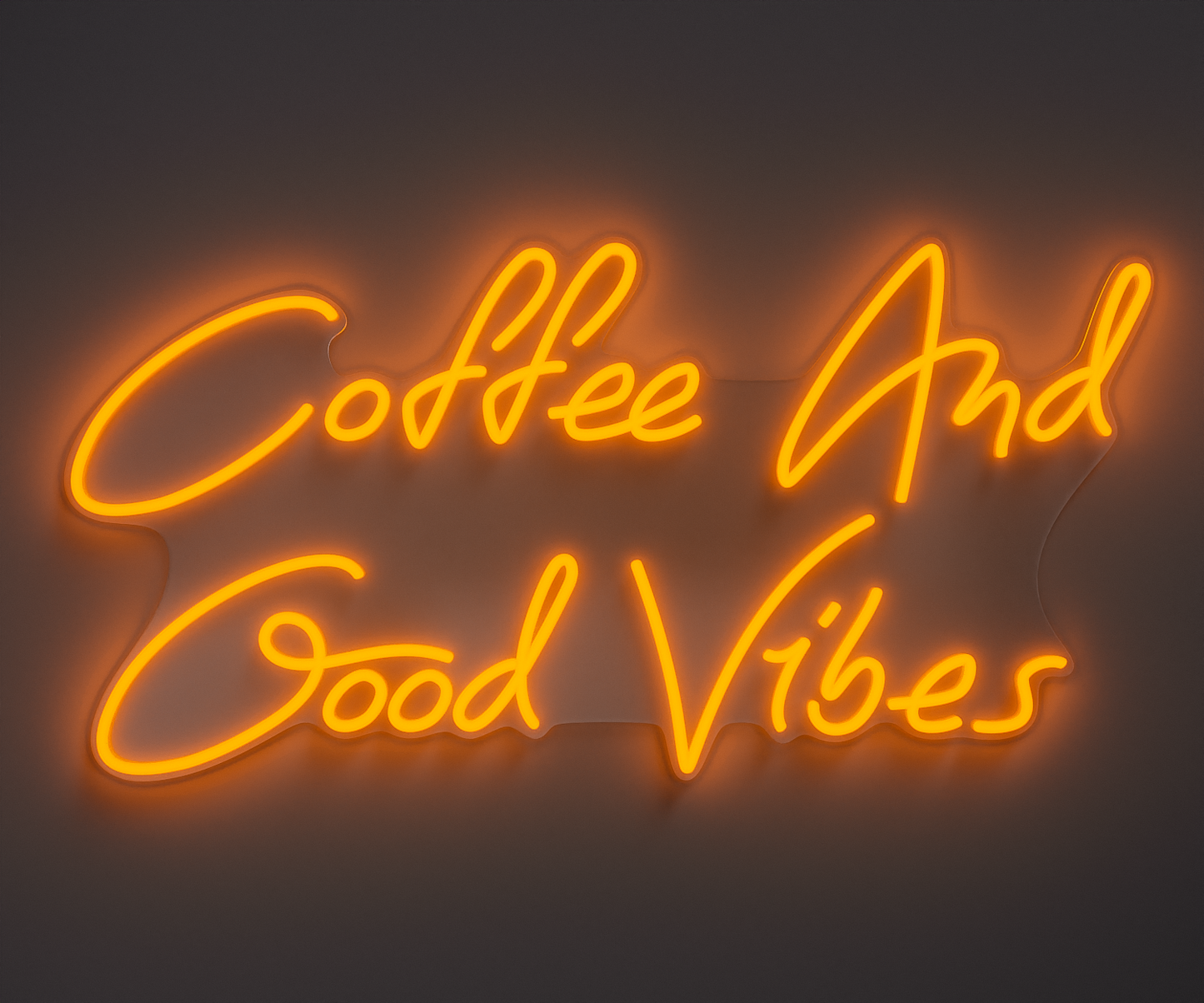 orange neon sign that says coffee and good vibes