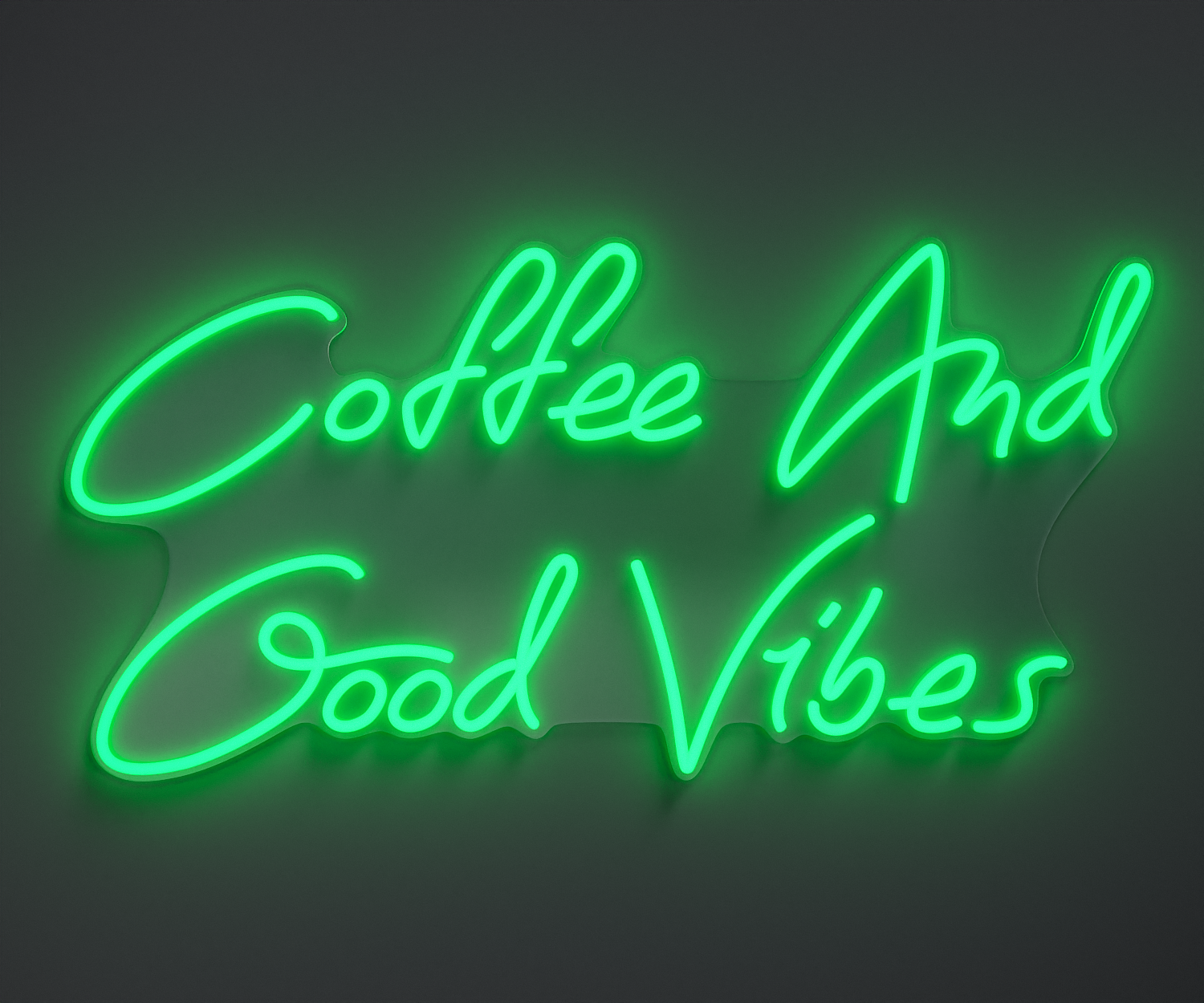 aquamarine neon sign that says coffee and good vibes