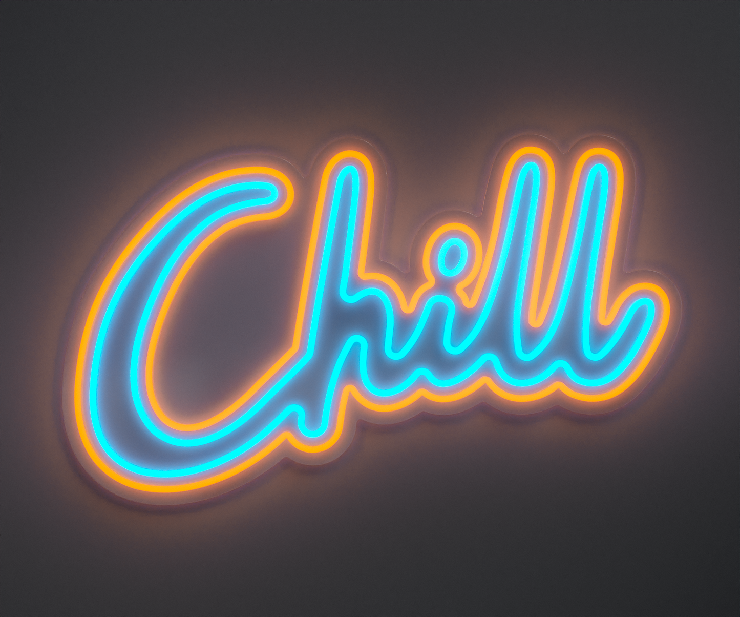 orange and blue neon sign that says chill