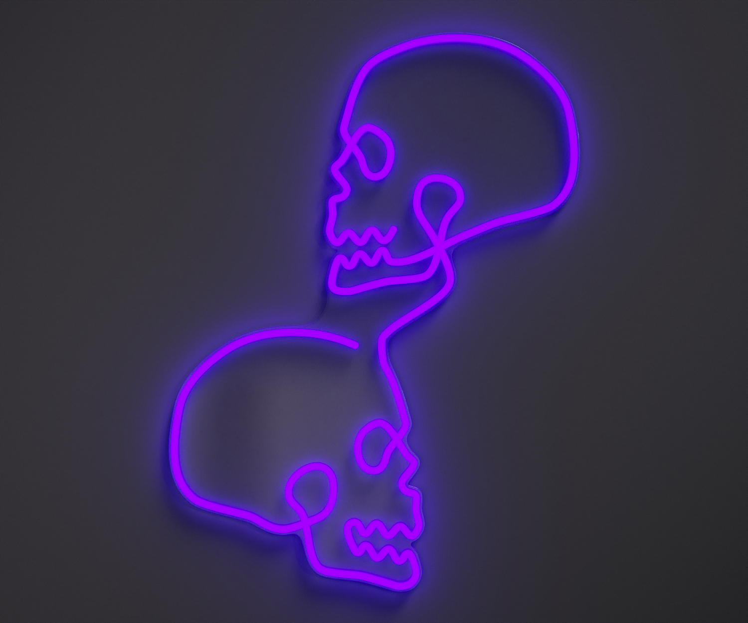 a purple skull neon sign