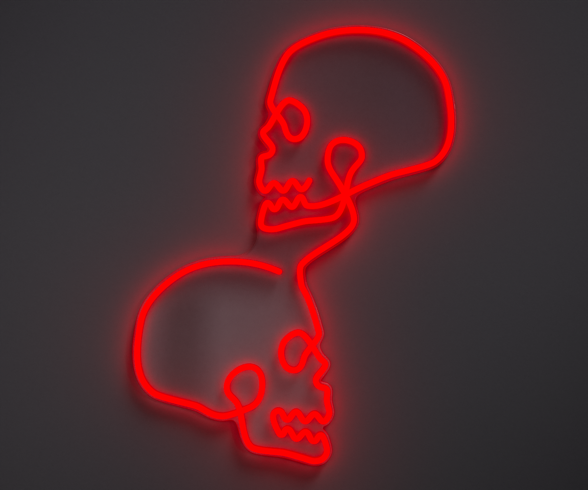 a red skull neon sign