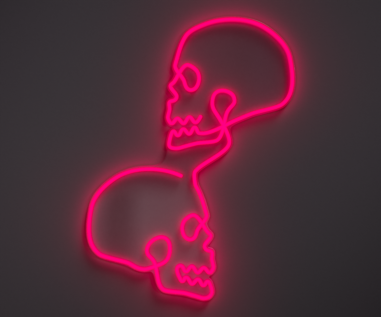 a pink neon skull neon sign