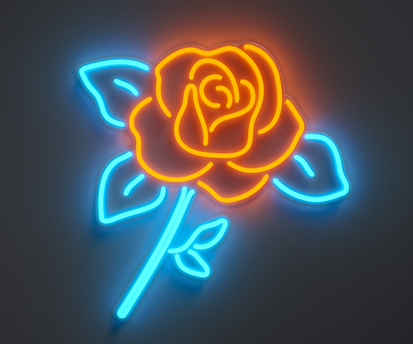 orange and light blue rose neon sign