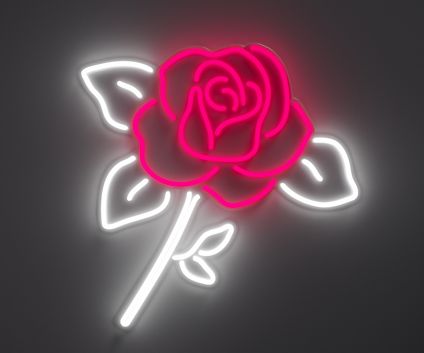 Pink and white rose neon sign