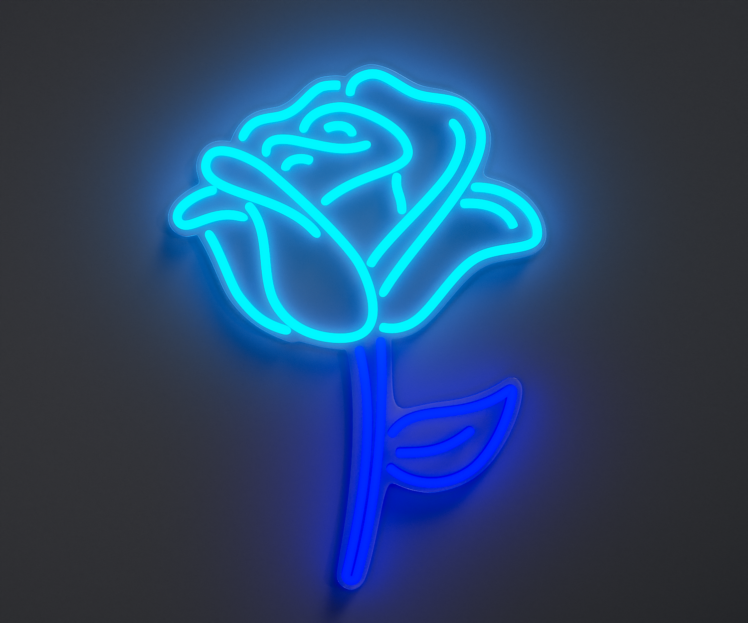 light blue and blue rose neon sign
