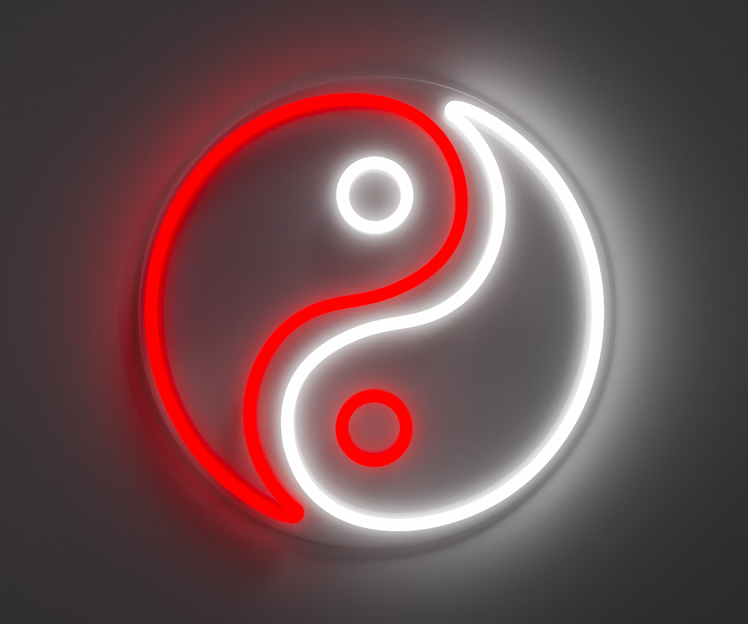 Yin Yang neon sign, red and white