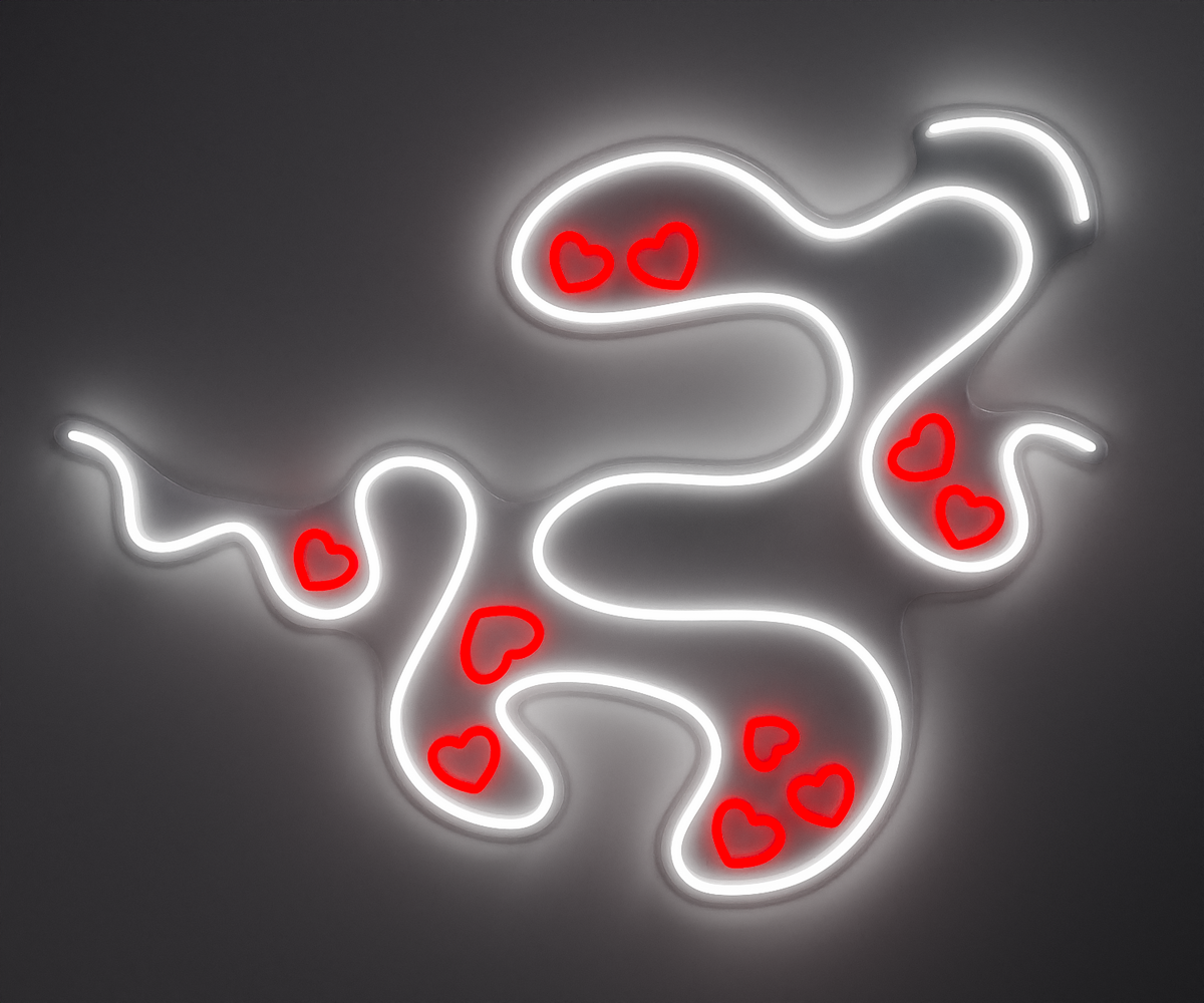 white and red neon wall art