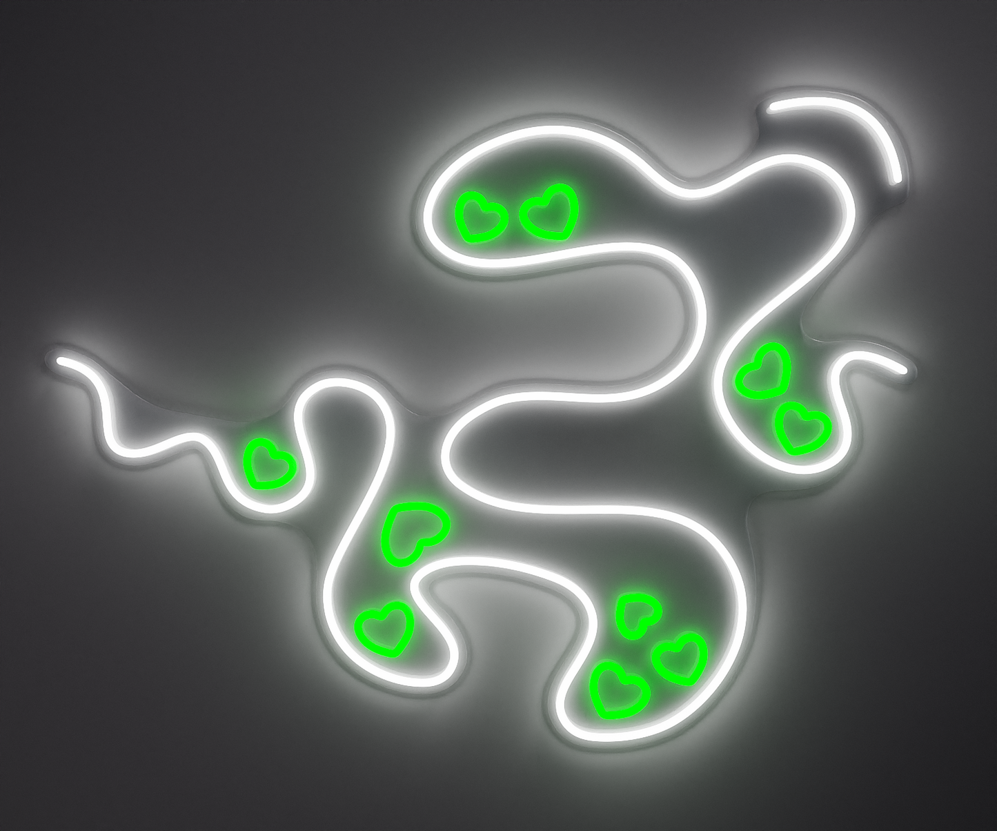 White and green neon wall art